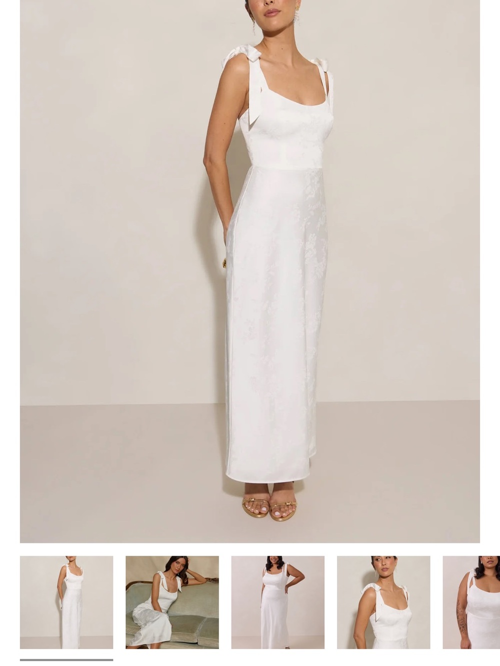 Park & Fifth White Tie-Shoulder Maxi Dress